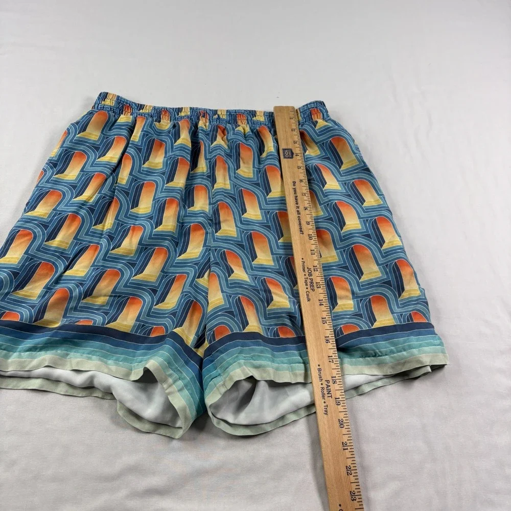 Casablanca Tennis Club Shorts‎ Mens XL Blue Silk Stretch Casual Italy Made